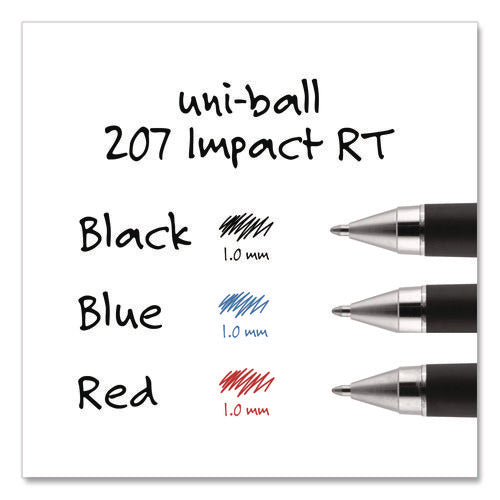 Image of uniball® 207 Impact RT Gel Retractable Pen Refills, Bold 1 mm Conical Tip, Black Ink, 2/Pack