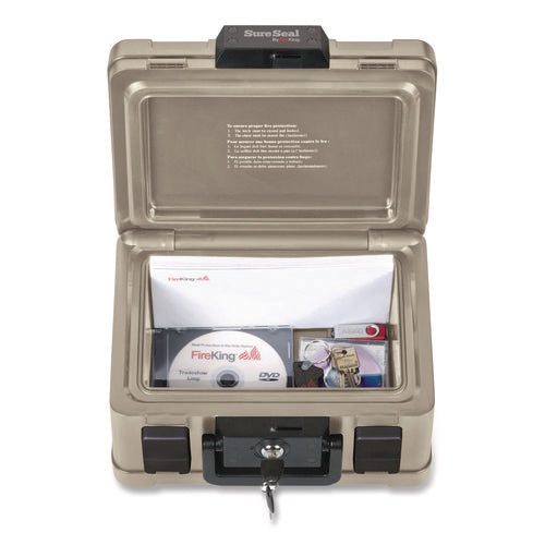 Image of SureSeal By FireKing® Fire And Waterproof Chest, 0.15 Cu Ft, 12.2w X 9.8d X 7.3h, Taupe