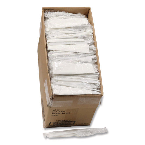 Image of Pactiv Evergreen Fieldware Cutlery Kit, Individually Wrapped, Mediumweight, Fork/Knife/Napkin/Spoon, Plastic, White, 250/Carton