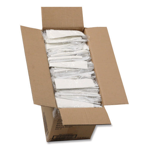 Image of Pactiv Evergreen Fieldware Cutlery Kit, Individually Wrapped, Mediumweight, Fork/Knife/Napkin/Spoon, Plastic, White, 250/Carton