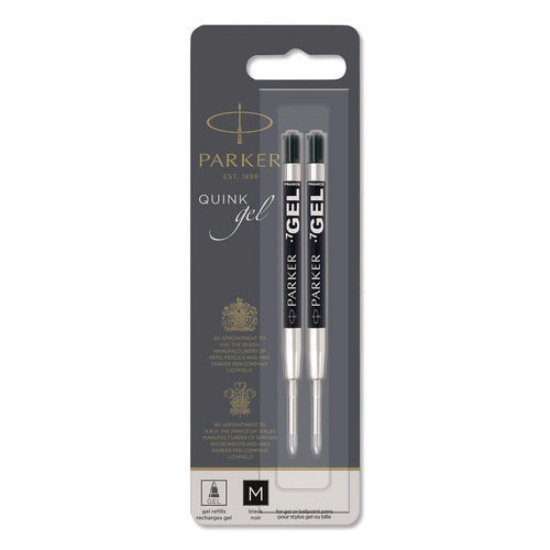 Image of Parker® Refill For Parker Retractable Gel Ink Roller Ball Pens, Medium Conical Tip, Black Ink, 2/pack