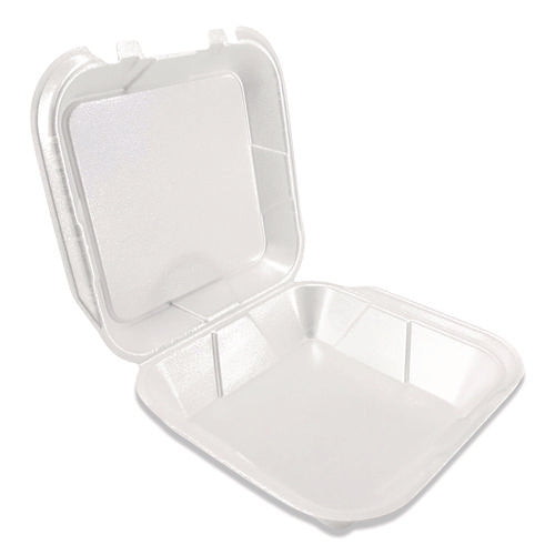 Image of Plastifar Foam Hinged Lid Containers, 9 x 10 x 3, White, Foam, 200/Carton