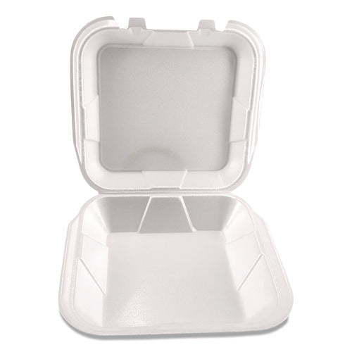 Image of Plastifar Foam Hinged Lid Containers, 9 x 10 x 3, White, Foam, 200/Carton
