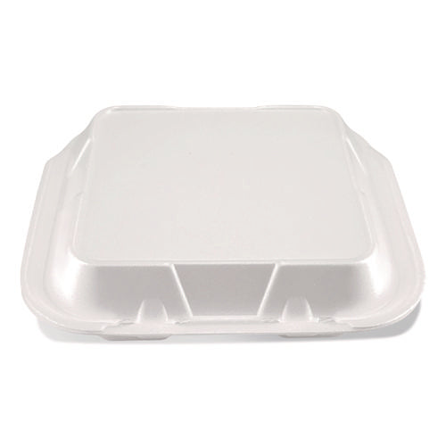 Image of Plastifar Foam Hinged Lid Containers, 9 x 10 x 3, White, Foam, 200/Carton