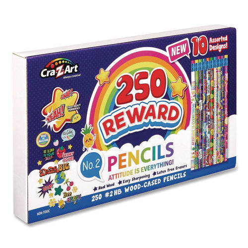 Image of Cra-Z-Art® Pencils Motivational Classpack, #2 Black Lead, Assorted Barrels, 10 Designs, 250 Pencils/Set