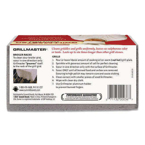 Image of Pumie® Grillmaster Griddle and Grill Cleaning Brick, 5.75 x 2.75, Gray, 12/Carton