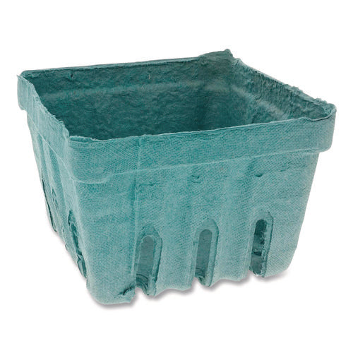 Image of Pactiv Evergreen Berigard Molded Fiber Berry Basket, Quart, 5.5 x 5.5 x 3.25, Green, 297/Carton