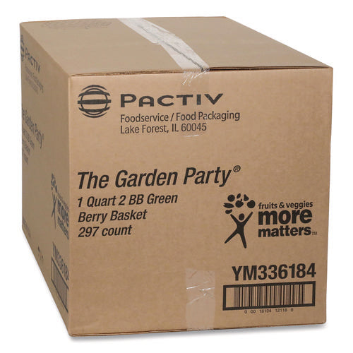 Image of Pactiv Evergreen Berigard Molded Fiber Berry Basket, Quart, 5.5 x 5.5 x 3.25, Green, 297/Carton