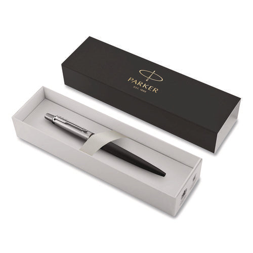 Image of Parker® Jotter Bond Street Ballpoint Pen, Retractable, Medium 1 mm, Blue Ink, Black/Chrome Barrel