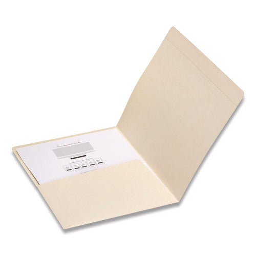 Image of Smead Top Tab File Folders with Inside Pocket, Straight Tabs, Letter Size, Manila, 50/Box
