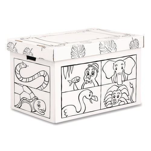 Image of Bankers Box® At Play Color in Toy Box, Animal Design, 1 Section, 5.25 Cu Ft, 28" x 18" x 18", White/Black