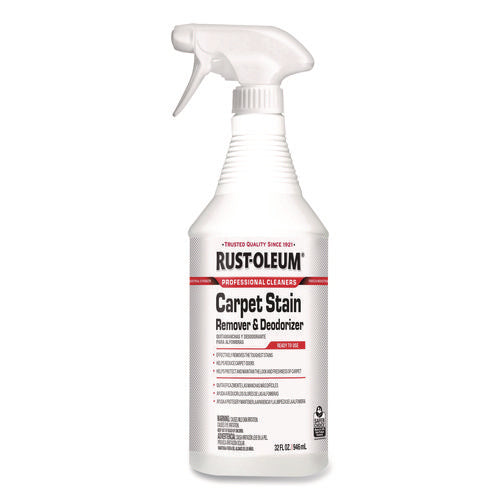 Image of Rust-Oleum® Carpet Stain Remover Plus Deodorizer, Lemon Scent, 32 oz Spray Bottle, 6/Carton