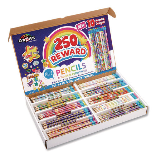 Image of Cra-Z-Art® Pencils Motivational Classpack, #2 Black Lead, Assorted Barrels, 10 Designs, 250 Pencils/Set
