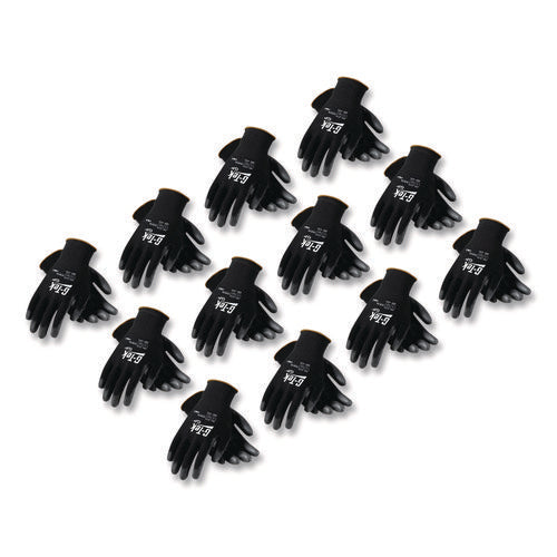 Image of G-Tek® Gp Polyurethane-Coated Nylon Gloves, Large, Black, 12 Pairs