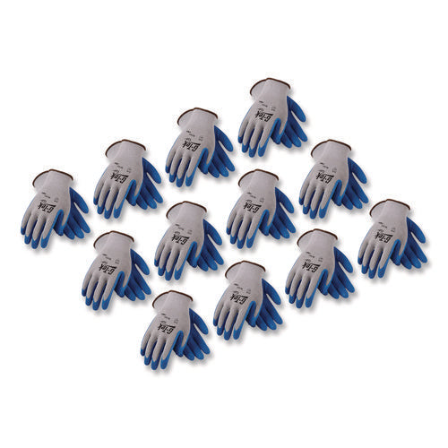 Image of G-Tek® Gp Latex-Coated Cotton/polyester Gloves, X-Large, Gray/blue, 12 Pairs