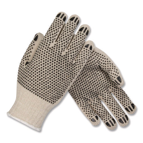 Image of PIP Pvc-Dotted Cotton/polyester Work Gloves, Small, Gray/black, 12 Pairs