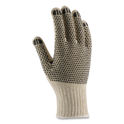 Image of PIP Pvc-Dotted Cotton/polyester Work Gloves, Large, Gray/black, 12 Pairs