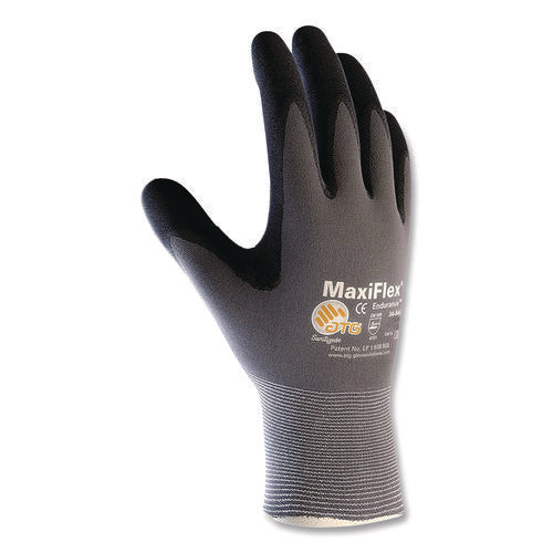 Image of MaxiFlex® Ultimate Seamless Knit Nylon Gloves, Nitrile Coated Microfoam Grip On Palm And Fingers, Small, Gray, 12 Pairs