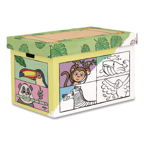 Image of Bankers Box® At Play Color in Toy Box, Animal Design, 1 Section, 5.25 Cu Ft, 28" x 18" x 18", White/Black