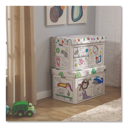 Image of Bankers Box® At Play Color in Toy Box, Animal Design, 1 Section, 5.25 Cu Ft, 28" x 18" x 18", White/Black