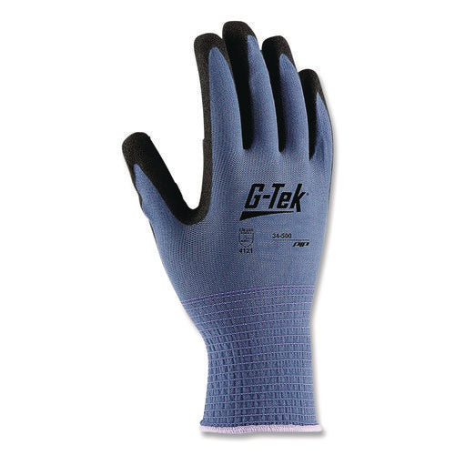 Image of G-Tek® Gp Nitrile-Coated Nylon Gloves, X-Large, Blue/black, 12 Pairs