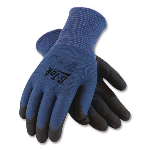 Image of G-Tek® Gp Nitrile-Coated Nylon Gloves, X-Large, Blue/black, 12 Pairs