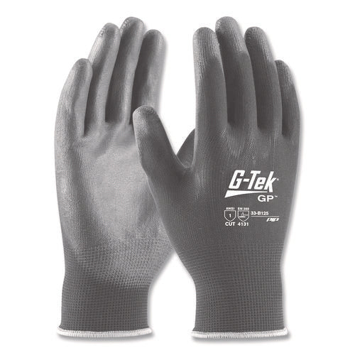 Image of G-Tek® Gp Polyurethane-Coated Nylon Gloves, Small, Gray, 12 Pairs