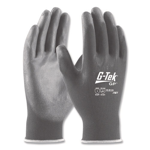 Image of G-Tek® Gp Polyurethane-Coated Nylon Gloves, Large, Gray, 12 Pairs
