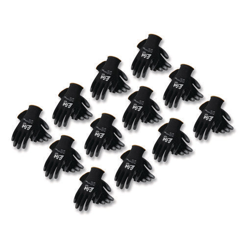 Image of G-Tek® Gp Polyurethane-Coated Nylon Gloves, Medium, Black, 12 Pairs
