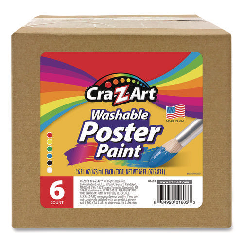 Image of Cra-Z-Art® Washable Kids Paint, Assorted Colors, 16 oz Bottle, 6/Pack