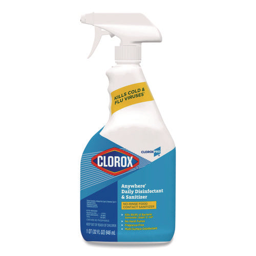 Image of Clorox® Anywhere Daily Disinfectant and Sanitizer, Unscented, 32 oz Spray Bottle