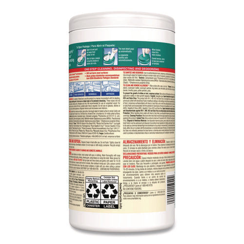 Image of Clorox® Disinfecting Wipes, 1-Ply, Fresh Scent, 7 x 8, White, 75/Canister, 6 Canisters/Carton