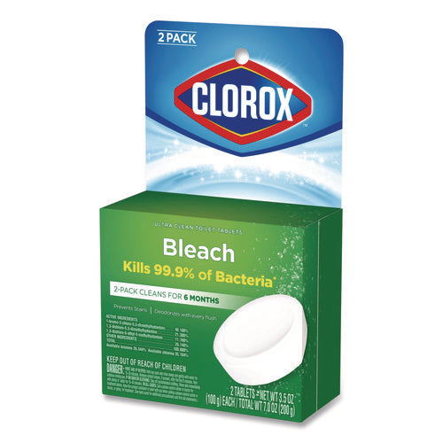 Image of Clorox® Ultra Clean Toilet Tablets Bleach, 3.5 oz Tablet, 2/Pack, 6 Packs/Carton
