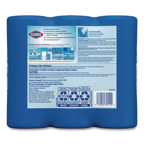 Image of Clorox® Disinfecting Wipes, Cleaning Wipes, 1-Ply, 7 x 8, Fresh Scent/Citrus Blend, 35/Canister, 3/Pack, 5 Packs/Carton