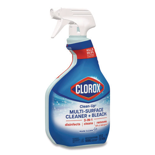 Image of Clorox® Clean-Up Multi-Surface Cleaner with Bleach, 32 oz Spray Bottle, Rain Clean Scent, 9/Carton