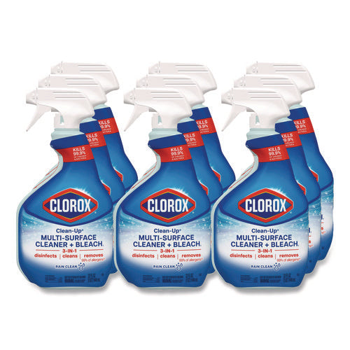 Image of Clorox® Clean-Up Multi-Surface Cleaner with Bleach, 32 oz Spray Bottle, Rain Clean Scent, 9/Carton