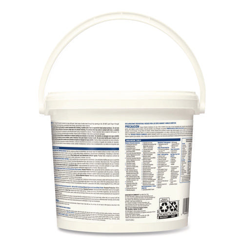 Image of Clorox Healthcare® Bleach Germicidal Wipes, 1-Ply, 12 x 12, Unscented, White, 110/Bucket