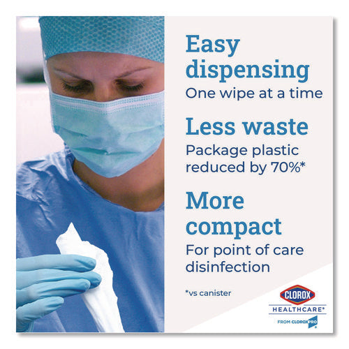 Image of Clorox Healthcare® Bleach Germicidal Wipes, Refill for Bucket, 1-Ply, 12 x 12, Unscented, White, 110/Pouch