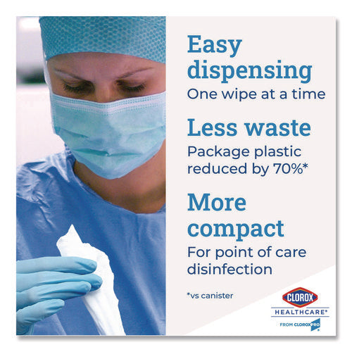 Image of Clorox Healthcare® Bleach Germicidal Wipes, 1-Ply, 6 x 5, Unscented, White, 150/Canister