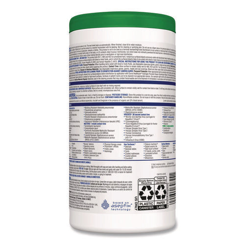 Image of Clorox Healthcare® Hydrogen Peroxide Cleaner Disinfectant Wipes, 9 x 6.75, Unscented, White, 95/Canister, 6 Canisters/Carton