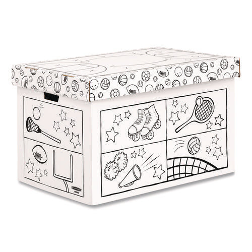 Image of Bankers Box® At Play Color in Toy Box, Animal Design, 1 Section, 5.25 Cu Ft, 28" x 18" x 18", White/Black