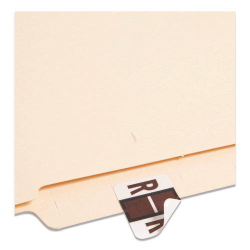 Image of Smead A-Z Color-Coded End Tab Filing Labels, R, 1 X 1.25, White, 500/roll