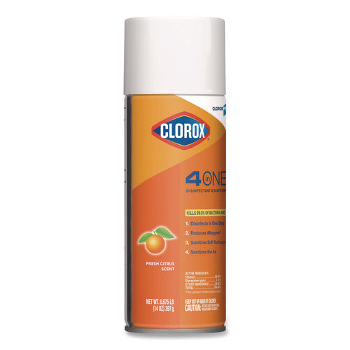 Image of Clorox® 4-In-One Disinfectant And Sanitizer, Citrus, 14 Oz Aerosol Spray