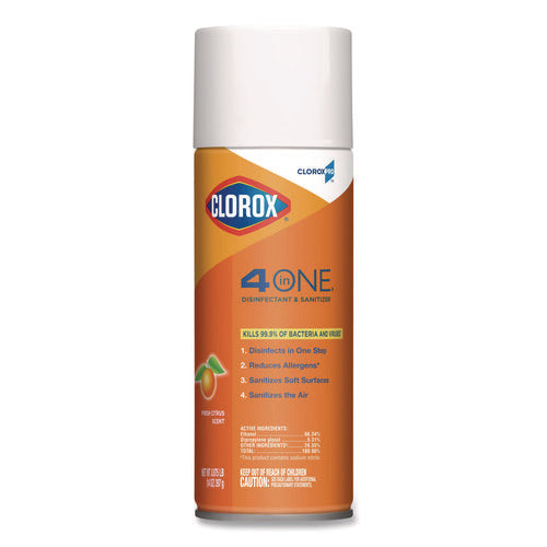 Image of Clorox® 4-In-One Disinfectant And Sanitizer, Citrus, 14 Oz Aerosol Spray