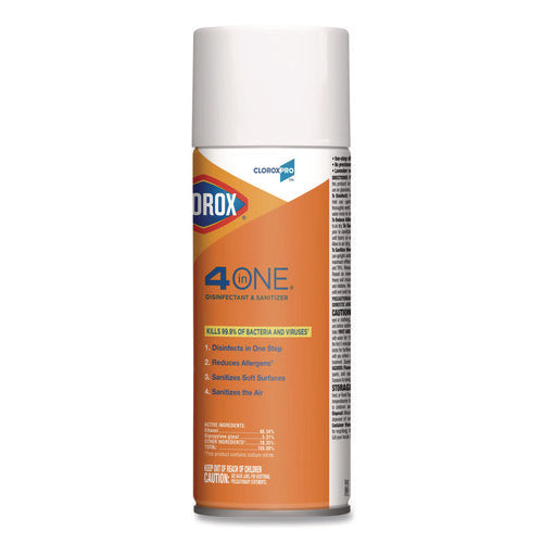 Image of Clorox® 4-In-One Disinfectant And Sanitizer, Citrus, 14 Oz Aerosol Spray, 12/carton