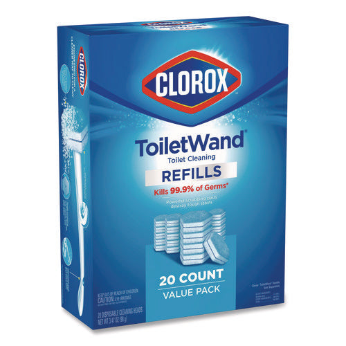 Image of Clorox® Disinfecting ToiletWand Refill Heads, Toilet Cleaning Scrubbing Pads, Blue/White, 20/Pack