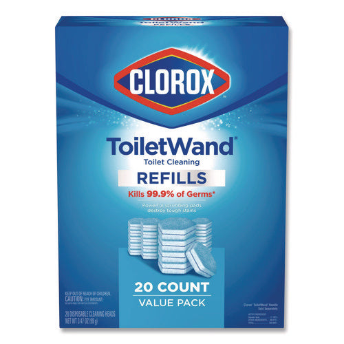 Image of Clorox® Disinfecting ToiletWand Refill Heads, Toilet Cleaning Scrubbing Pads, Blue/White, 20/Pack