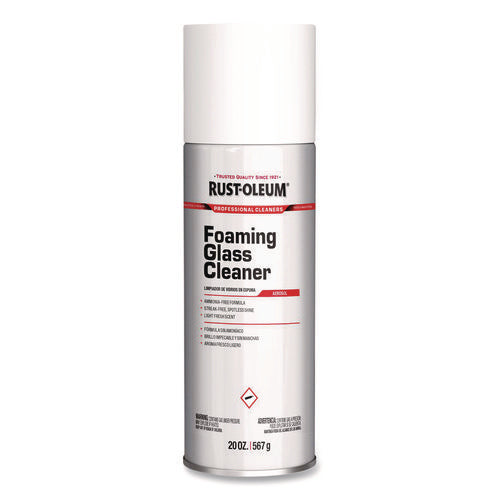 Image of Rust-Oleum® Pro Foaming Glass Cleaner Aerosol, 20 oz Aerosol Spray, 12/Carton