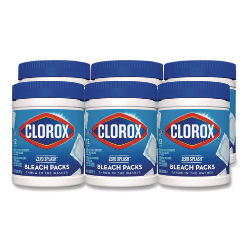 Image of Clorox® Zero Splash Bleach Packs, Regular, 12 Packs/Canister, 6 Canisters/Carton