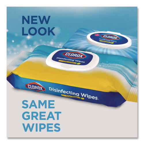 Image of Clorox® Disinfecting Cleaning Wipes, Flex Pack, 1-Ply, 8 x 7, Lemon Scent, White, 75 Towels/Box